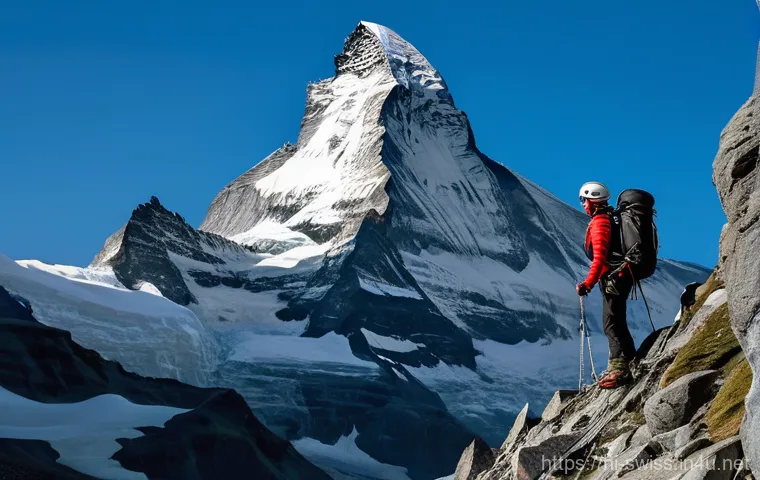 마터호른 등산 정보 - **Prompt:** A brave and determined female mountain climber, in her late 20s, fully dressed in warm, ...